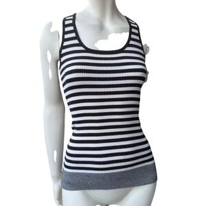 Wet Seal Vintage Y2K Tank Top Striped Racerback Black White Sleaze‎ Grunge XS